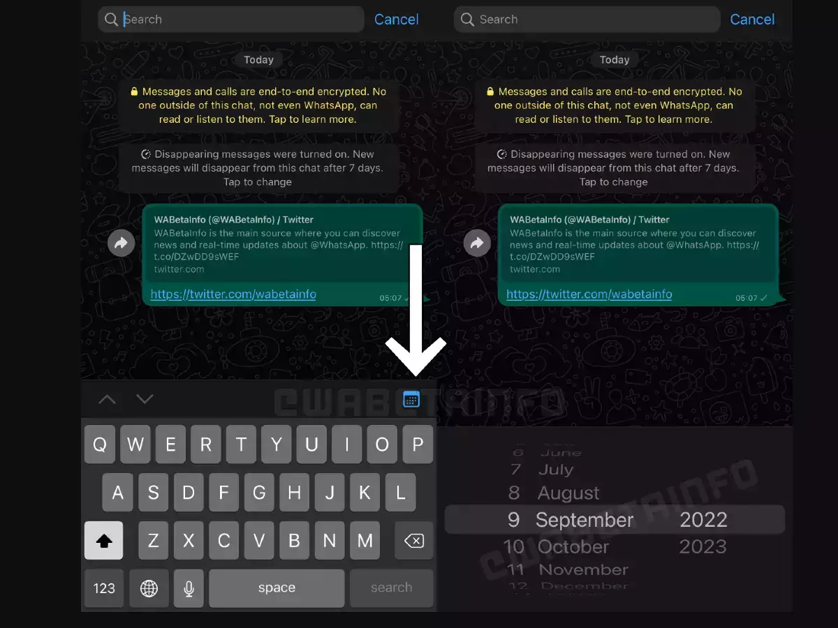 WhatsApp tests feature to search messages by date